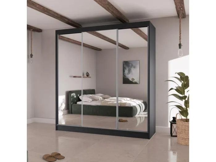 SCHWEBETÜRENSCHRANK Homa II 200/61/215 schwarz