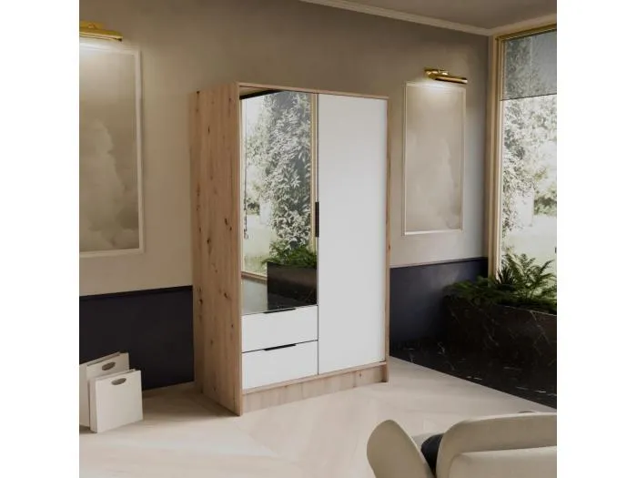 DREHTÜRENSCHRANK Niko 100/51/200 cm eiche artisan+weiß