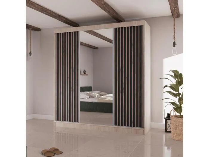 SCHWEBETÜRENSCHRANK Lico II 200/61/215 eiche sonoma+schwarz