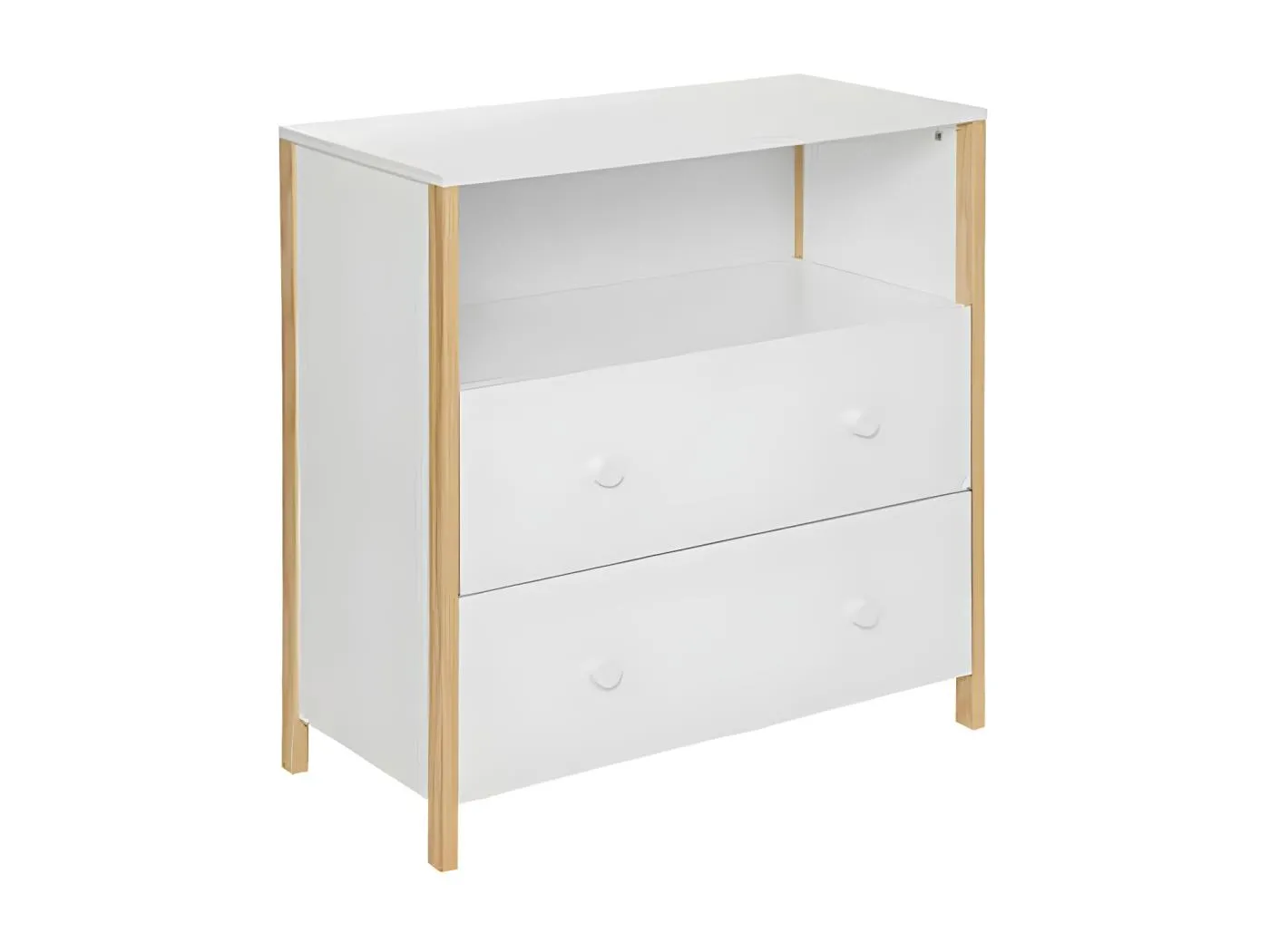 Kommode 2 Schubladen weiß 85x80x40cm
