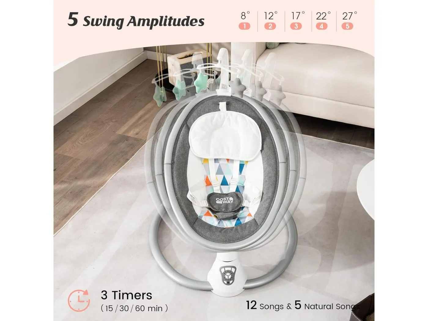 Babyschaukel mit 5 Schaukelstufen NO32327PQ