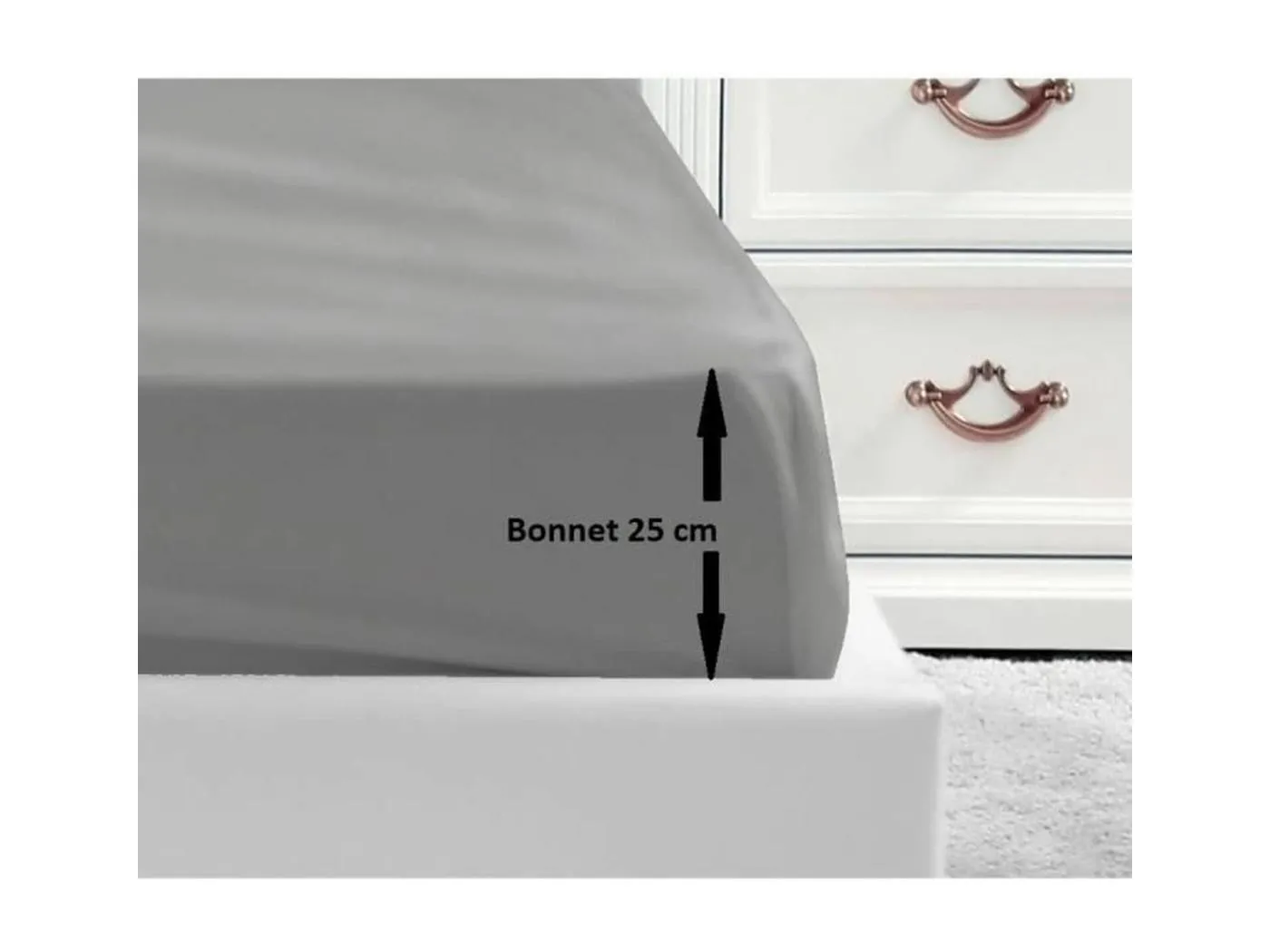 Spannbettlaken 100% Baumwolle 90x190x25 cm Hellgrau - OEKO-TEX Zertifiziert