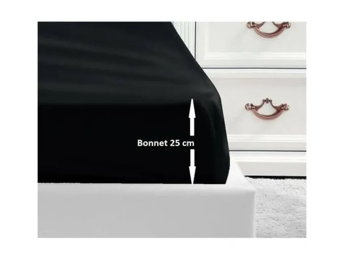 Spannbettlaken 100% Baumwolle schwarz 90x190x25 cm - OEKO-TEX zertifiziert