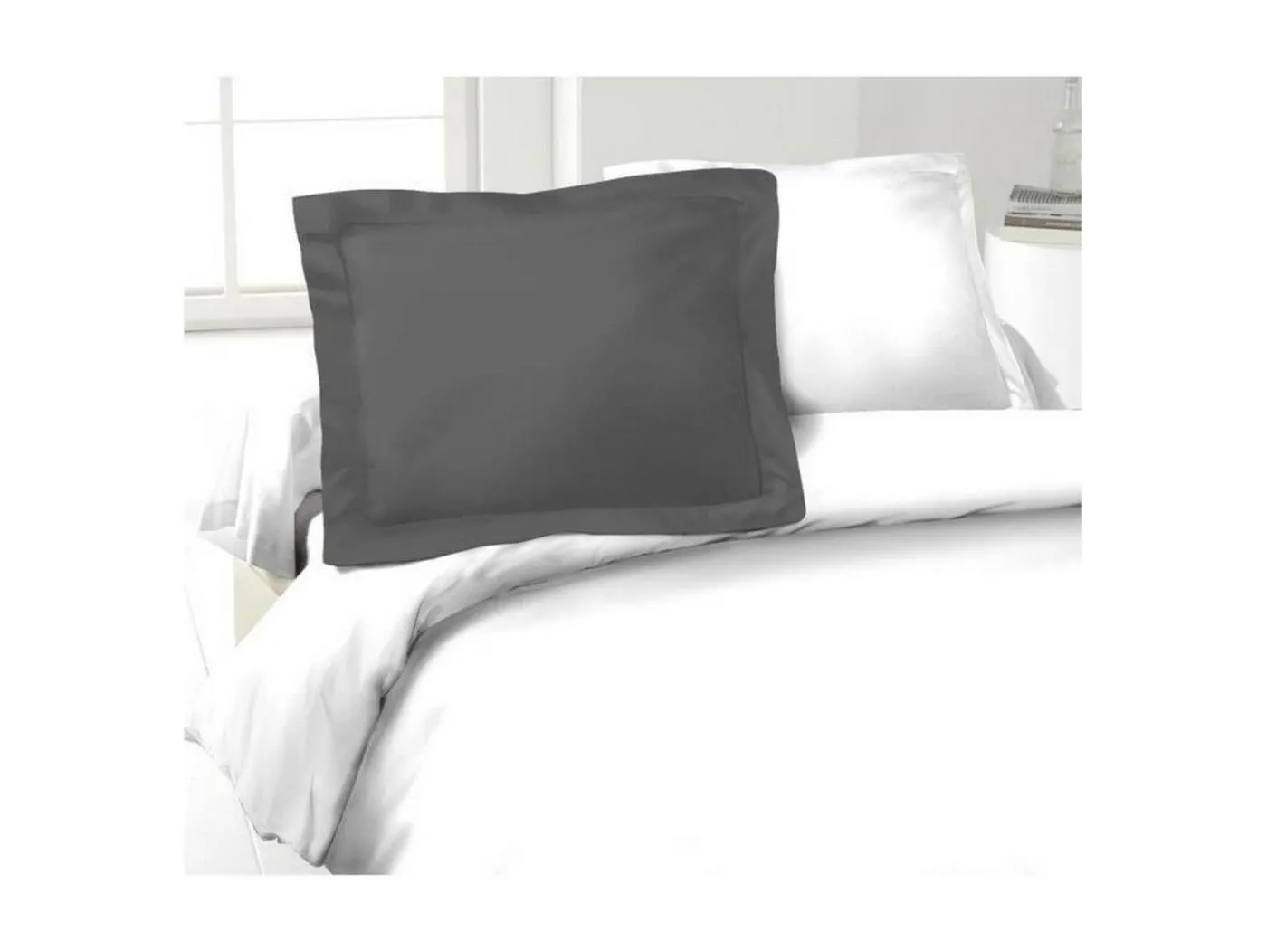 Set aus 2 Kissenbezügen 100% Baumwolle Dunkelgrau 50x70 cm