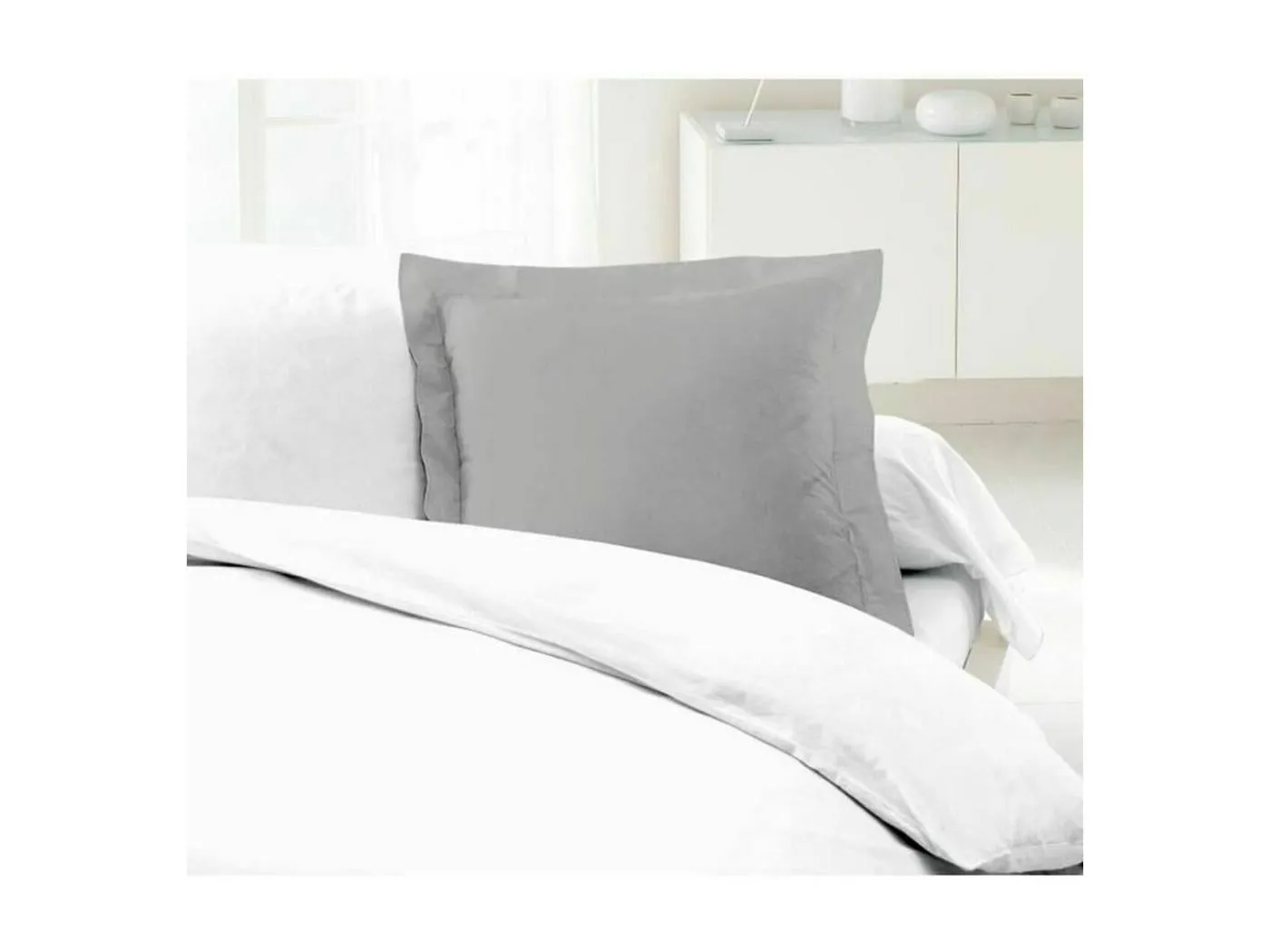 Set aus 2 Kissenbezügen 100% Baumwolle 63x63 cm Hellgrau