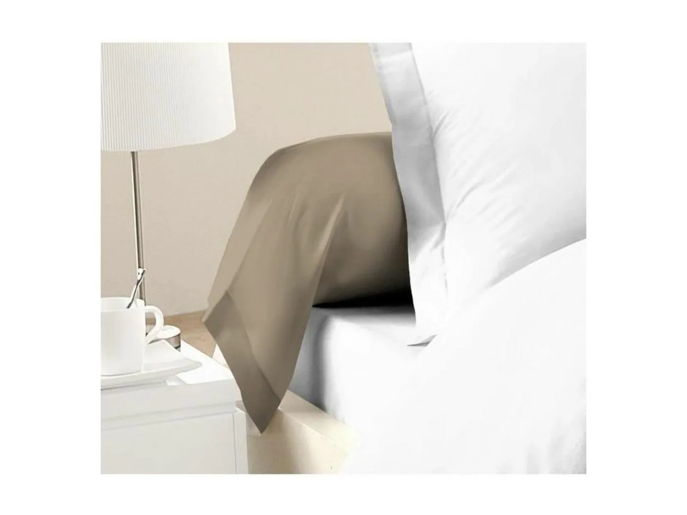 Set aus 2 Kissenbezüge 100% Baumwolle 85x185 cm - Beige