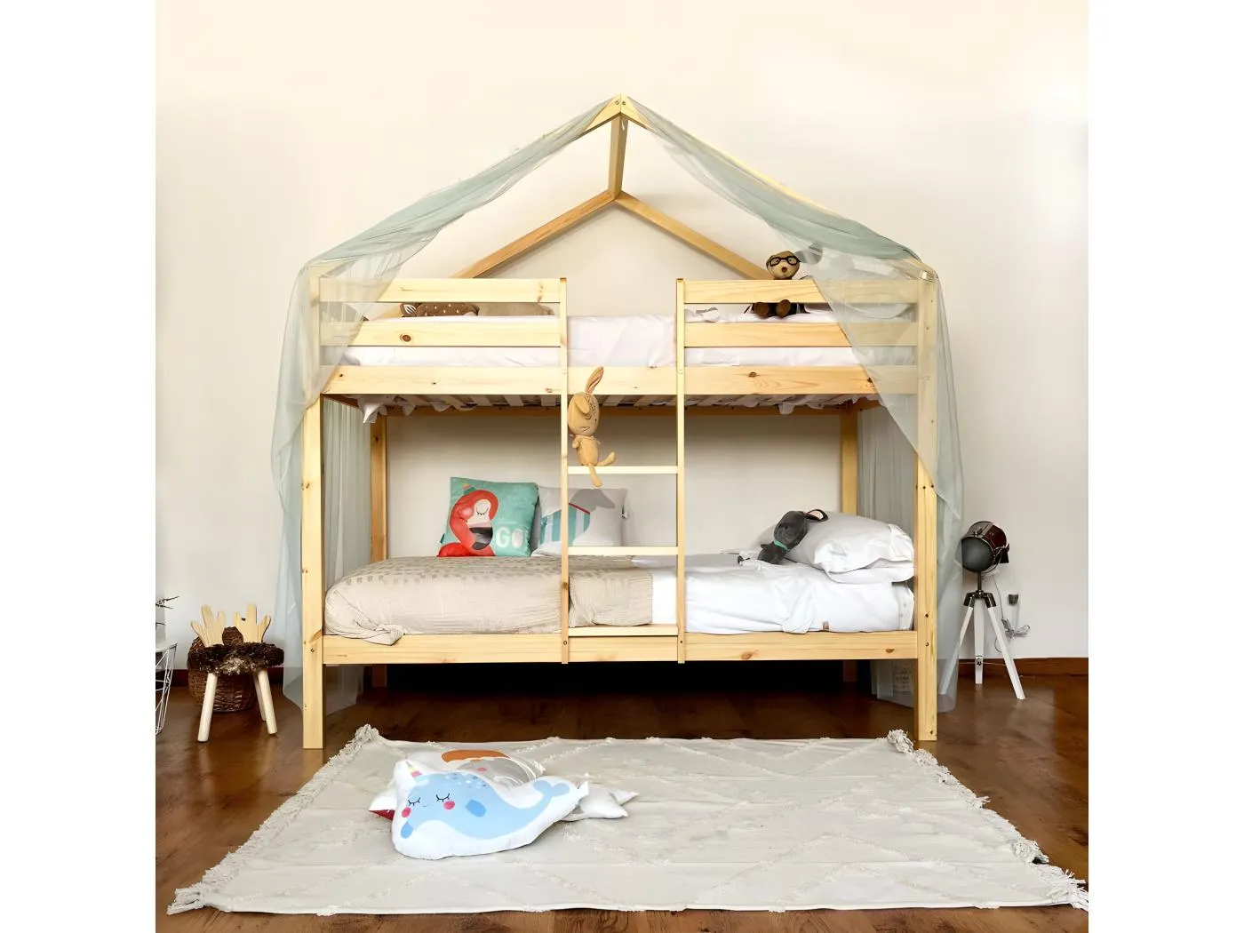 Betthimmel für Etagenbett Happy Tüll grün 208x202x98cm