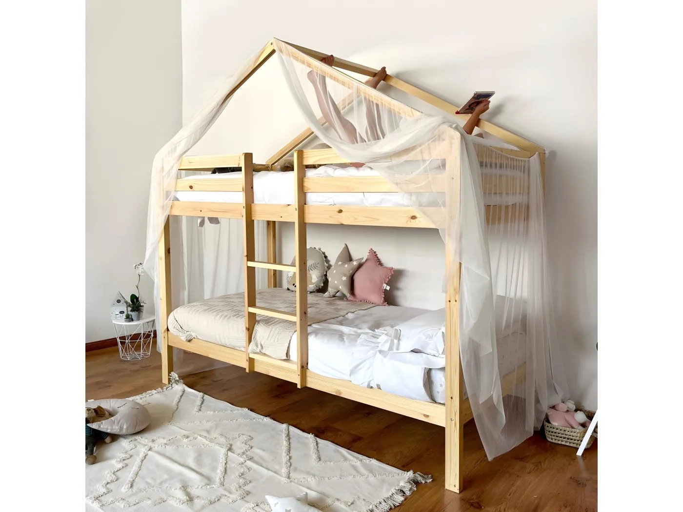 Betthimmel für Etagenbett Happy Tüll weiß 208x202x98cm