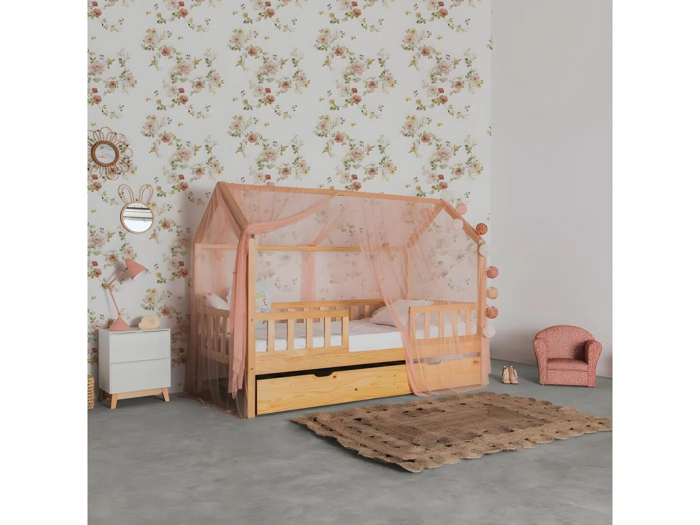 Betthimmel für Swayer und Montessori Tüll altrosa 200x167cm