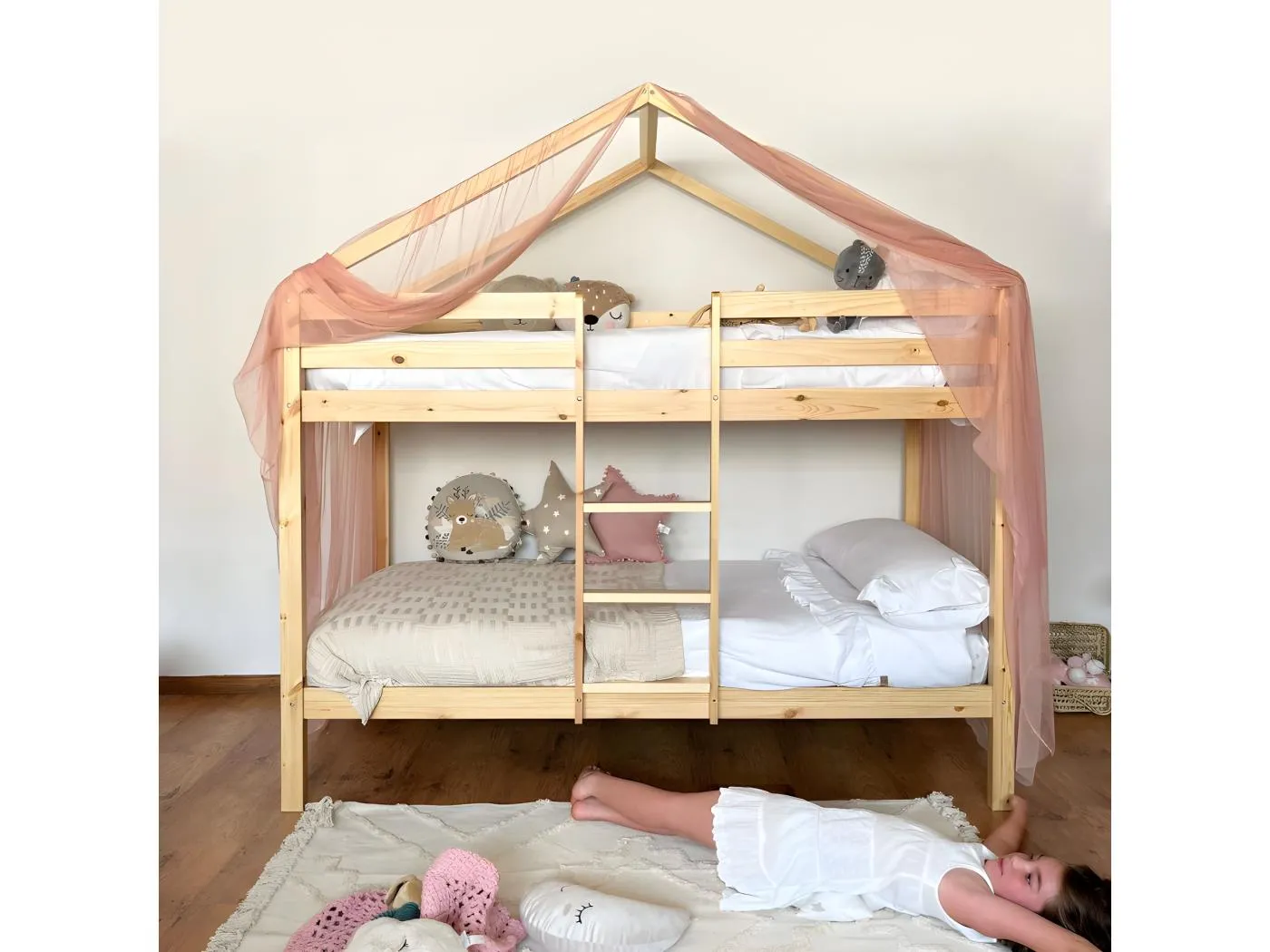 Betthimmel für Etagenbett Happy Tüll altrosa 208x202x98cm