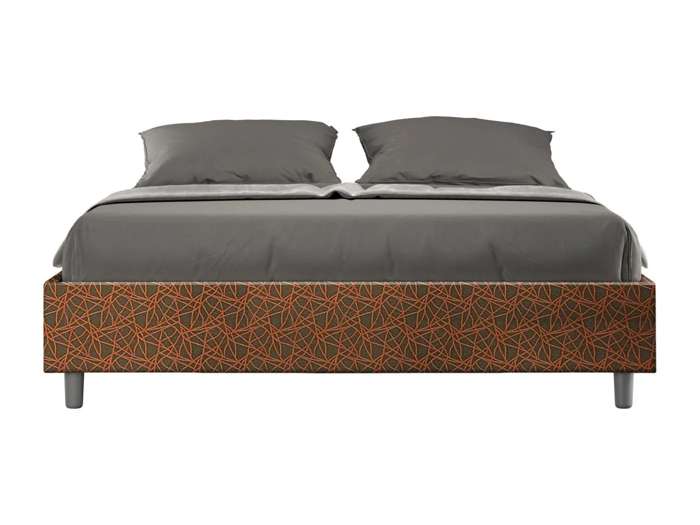 Sommier-Bett ohne gepolsterte Basis 160x190 Stoff Era 04 orange Azelia