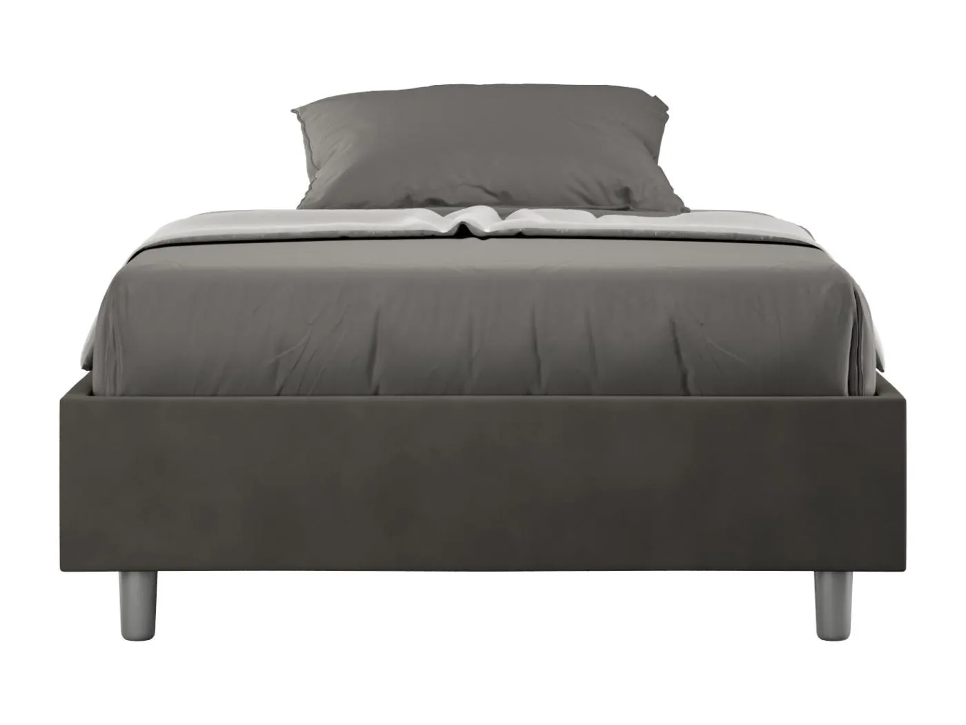 Sommier-Bett ohne gepolsterte Basis 140x200 Azelia-graue Mikrofaser