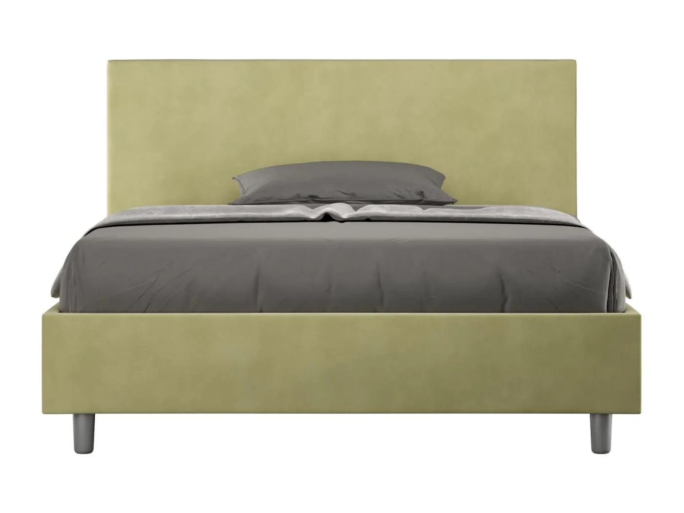 Adele-Bett aus Mikrofaser mit grünem Tee und gepolstertem Untergestell, 140 x 190