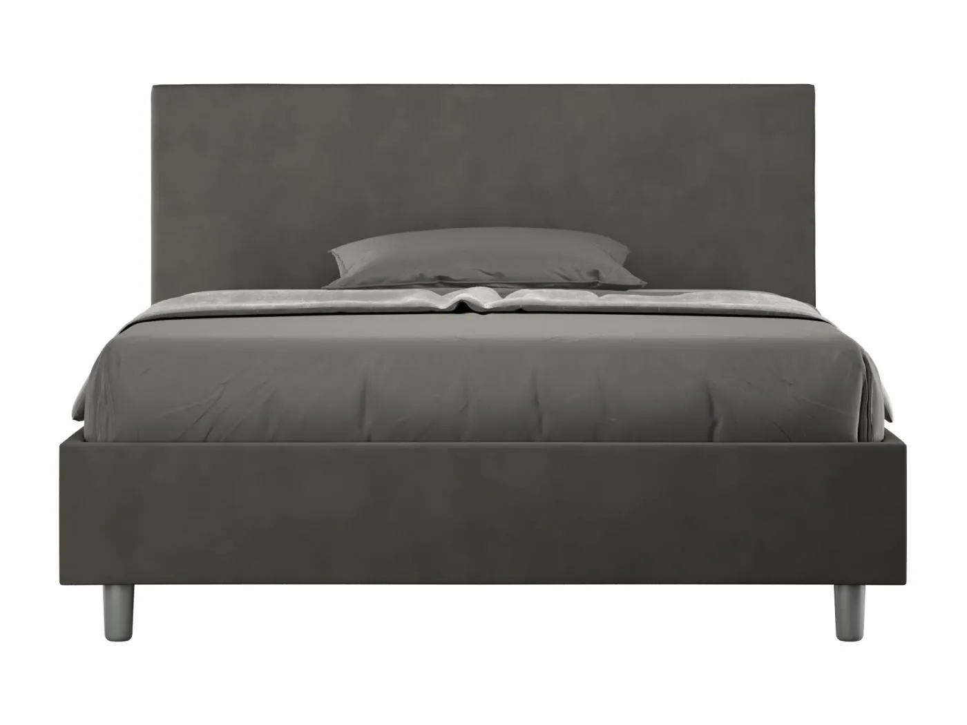 Adele graues Mikrofaserbett mit gepolsterter Basis 140x210