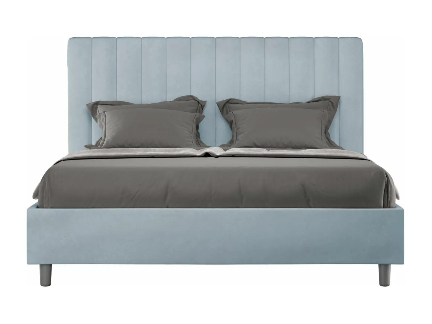 Agueda hellblaues Mikrofaserbett mit gepolsterter Basis 160x190