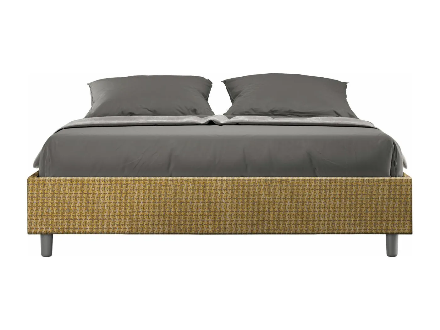 Sommier-Bett ohne gepolsterte Basis 160x210 Labirinto 06 gelber Azelia-Stoff