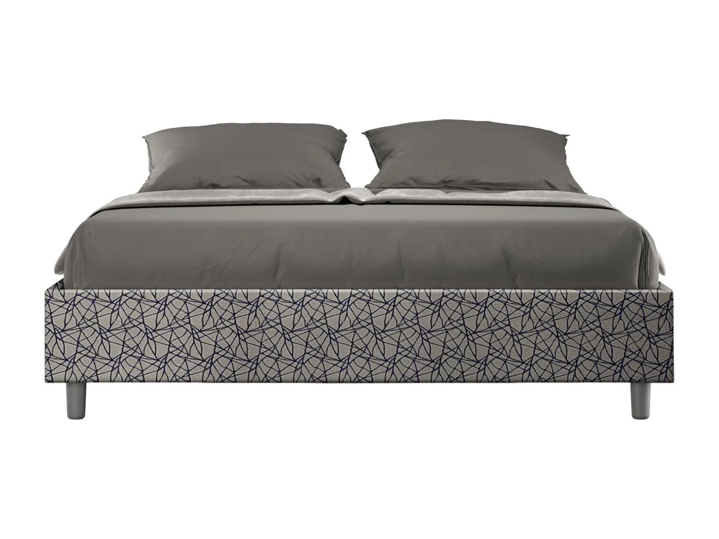 Sommier-Bett ohne gepolsterte Basis 160x210 Stoff Era 09 blau Azelia