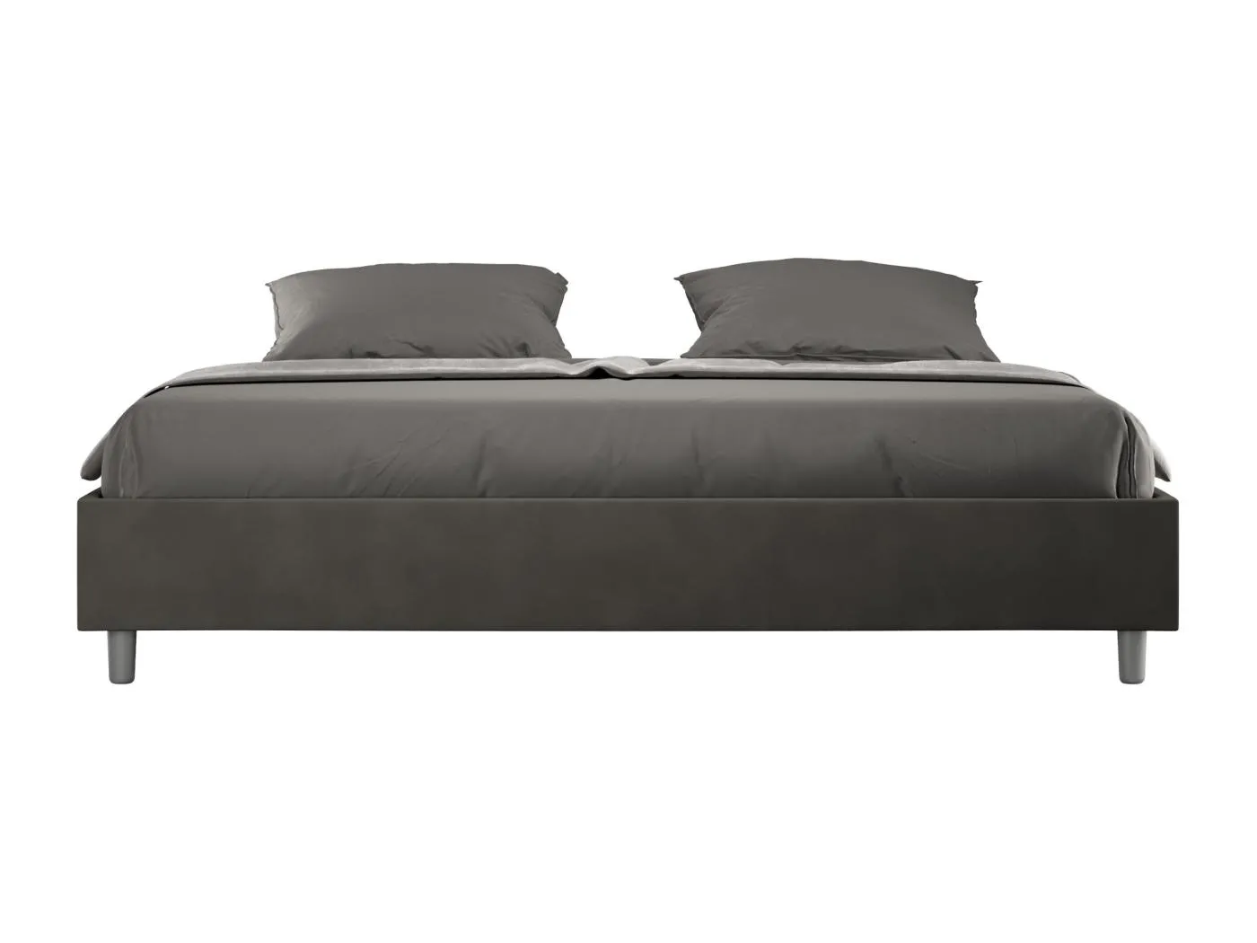 Sommier-Bett ohne gepolsterte Basis 200x210 Azelia-graue Mikrofaser