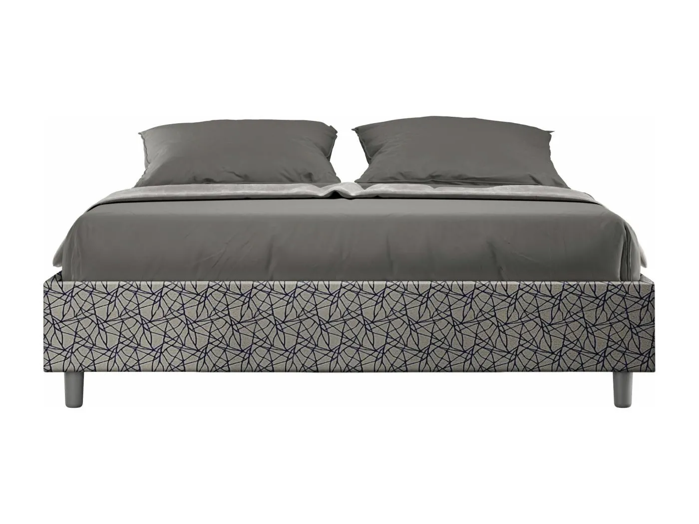 Sommier-Bett ohne gepolsterte Basis 160x190 Stoff Era 09 blau Azelia