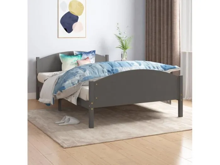 Massivholzbett Dunkelgrau Kiefer 120x200 cm