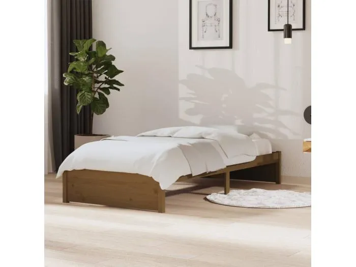 Massivholzbett Honigbraun 90x190 cm