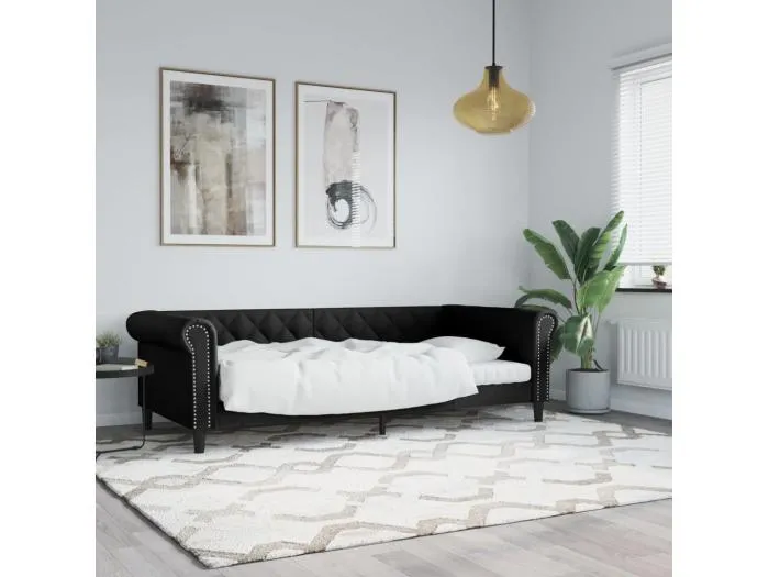 Tagesbett Schwarz 80x200 cm Kunstleder