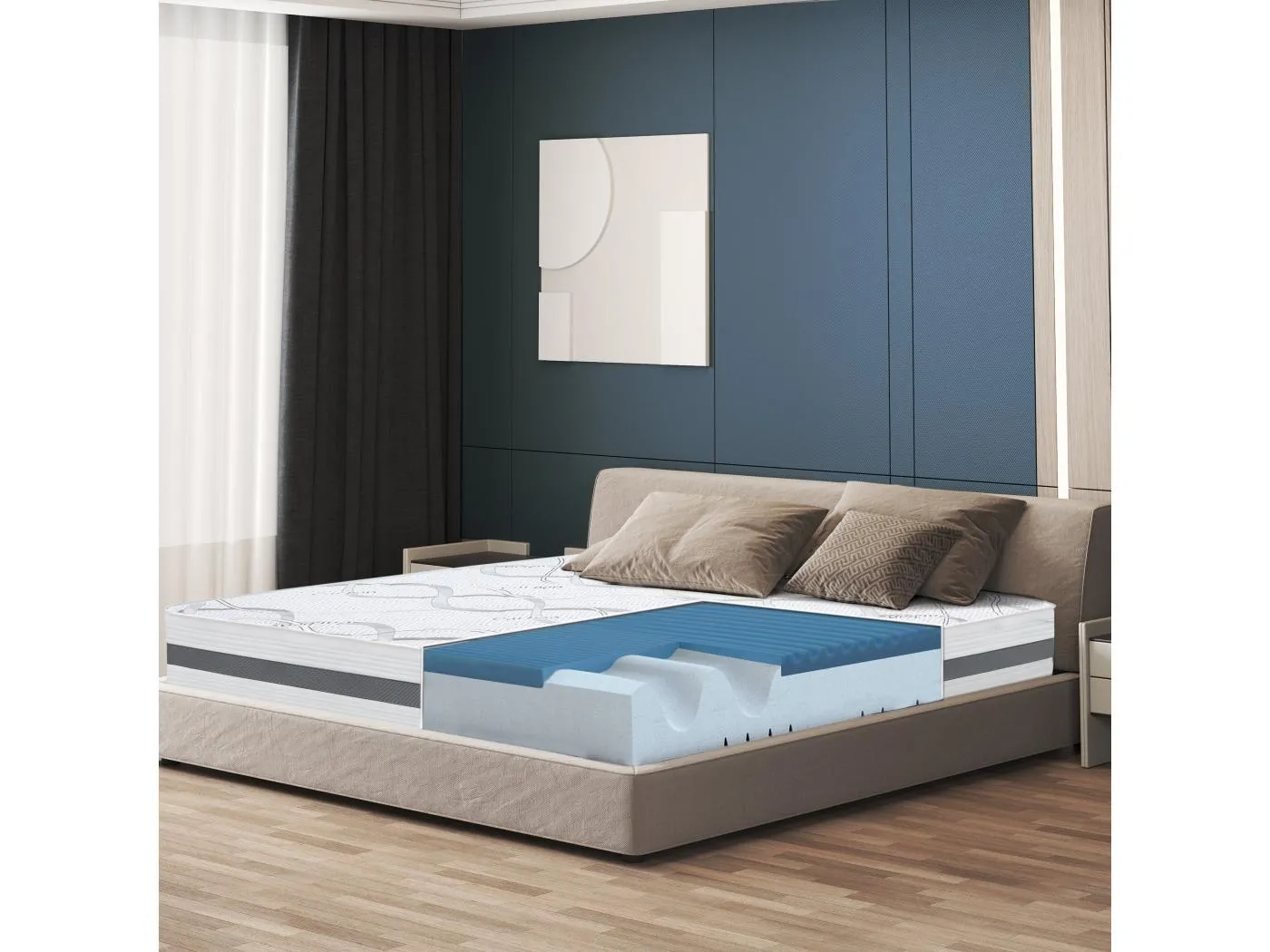 Doppelmatratze 155 x 195 Memory Foam | Premium Qualität | Höhe 22 cm | Made in Italy