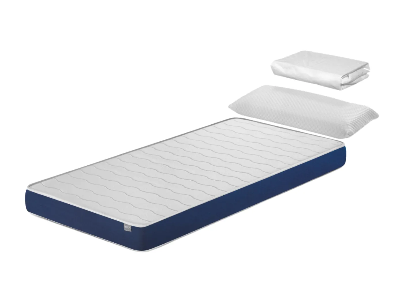 Pack Matratze 90X200 KINDERBETT h14 CM ORION CONFORT + 1 Junior-Kopfkissen 90x35 cm + 1 Matratzenschutz 90x200 cm