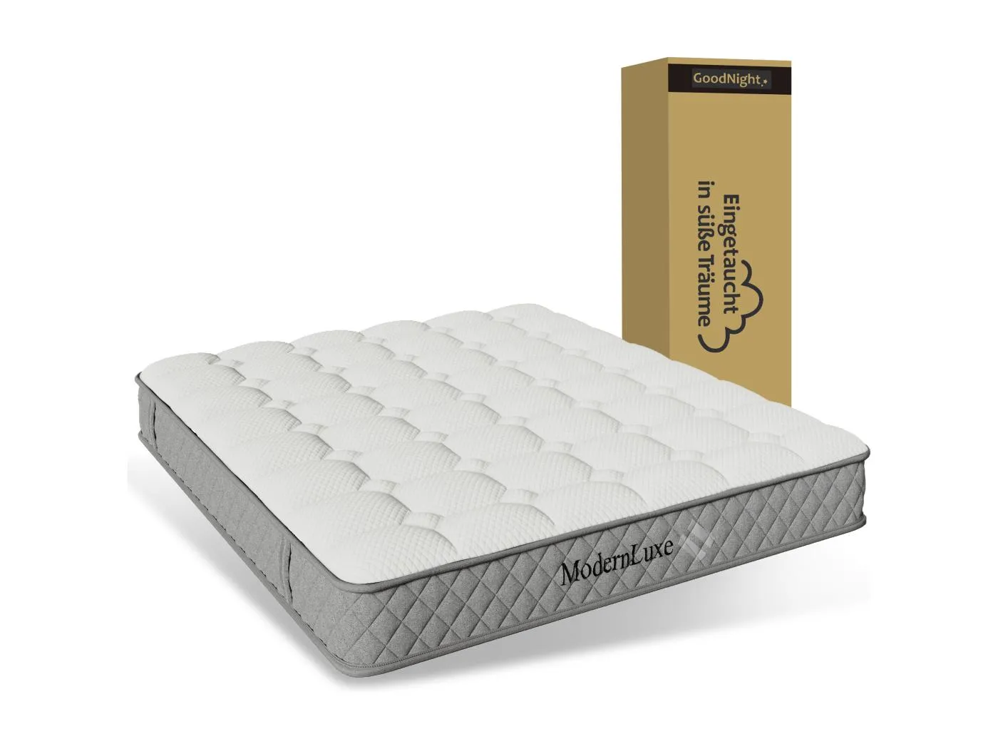 Kaltschaummatratze - 180 x 200 cm - Höhe 20 cm - mit Federkern - Schaum + Feder - weiß