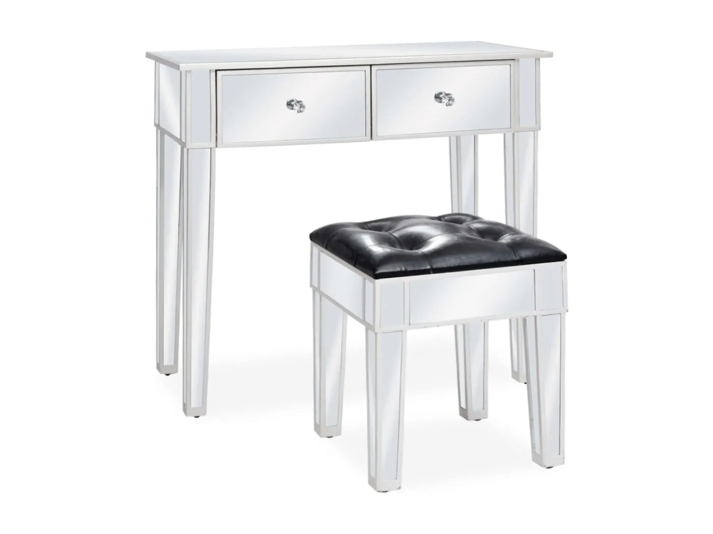 Verspiegelter Schminktisch mit Hocker MDF und Glas