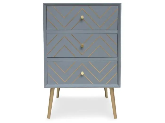 Table de chevet Mulroy scandinave 3 tiroirs Gris