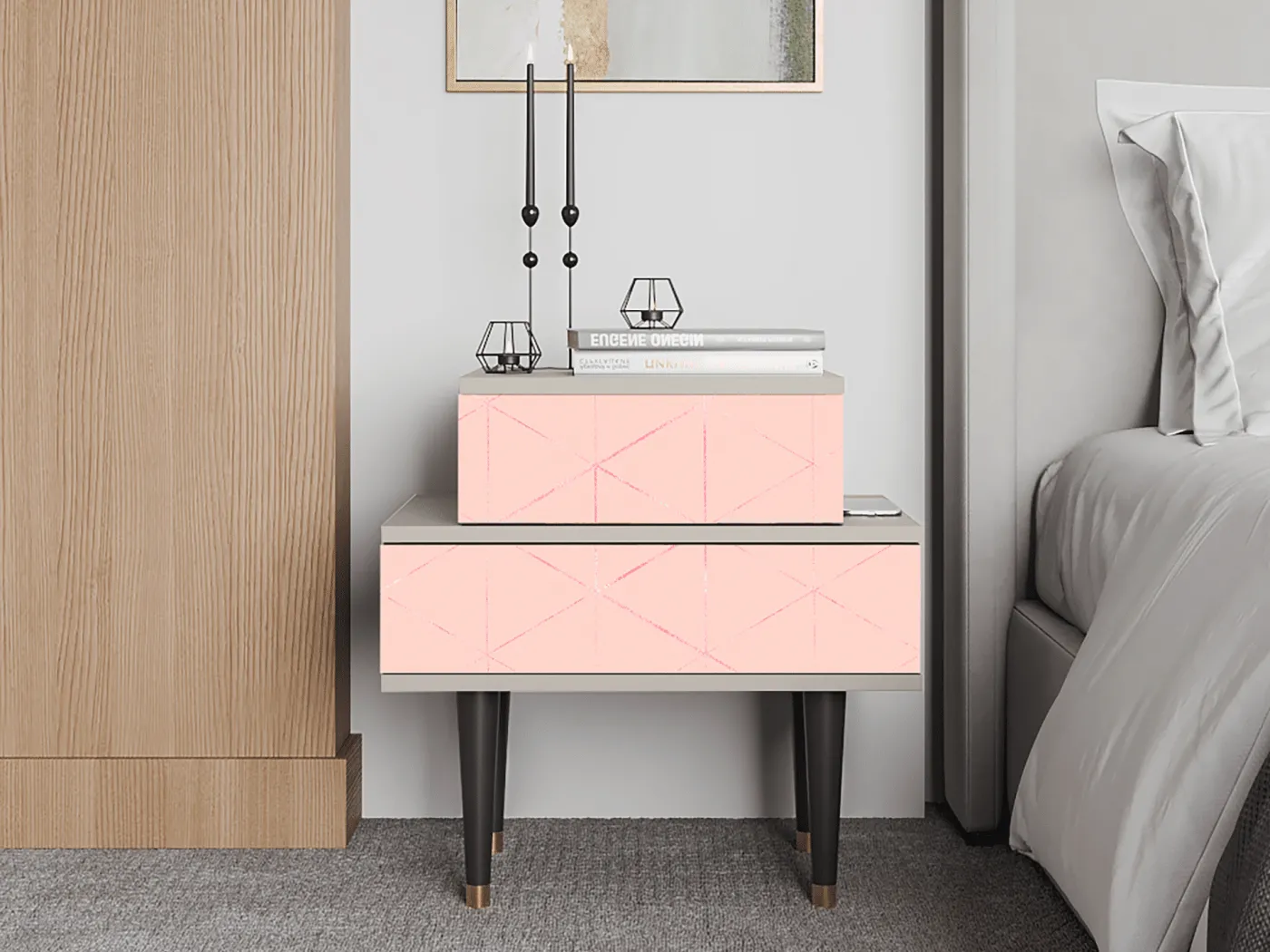 Nachttisch - 58х58х41 cm - NS1 - Rose Quartz, Sand