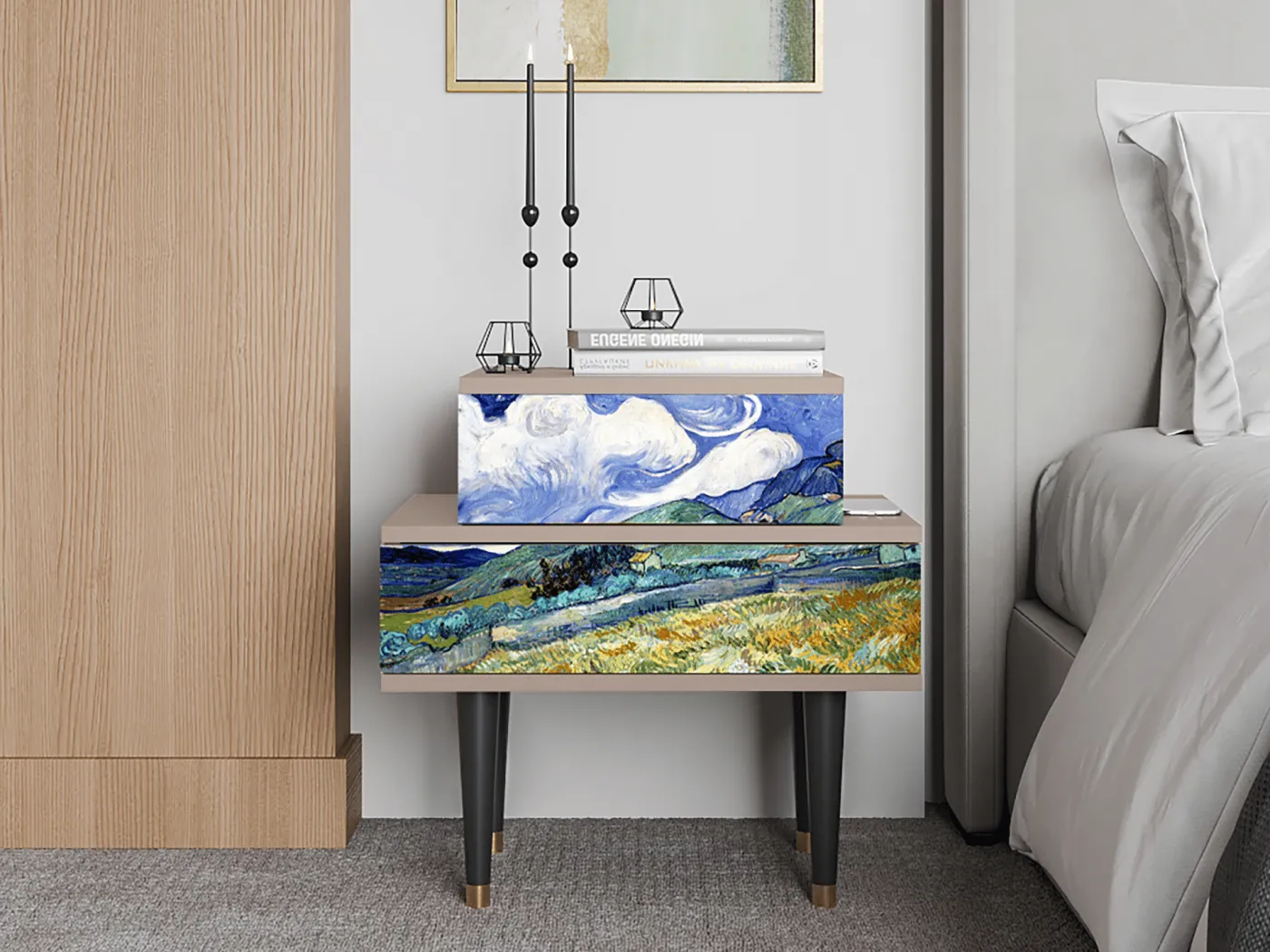 Nachttisch - 58х58х41 cm - NS1 - Landscape, Latte