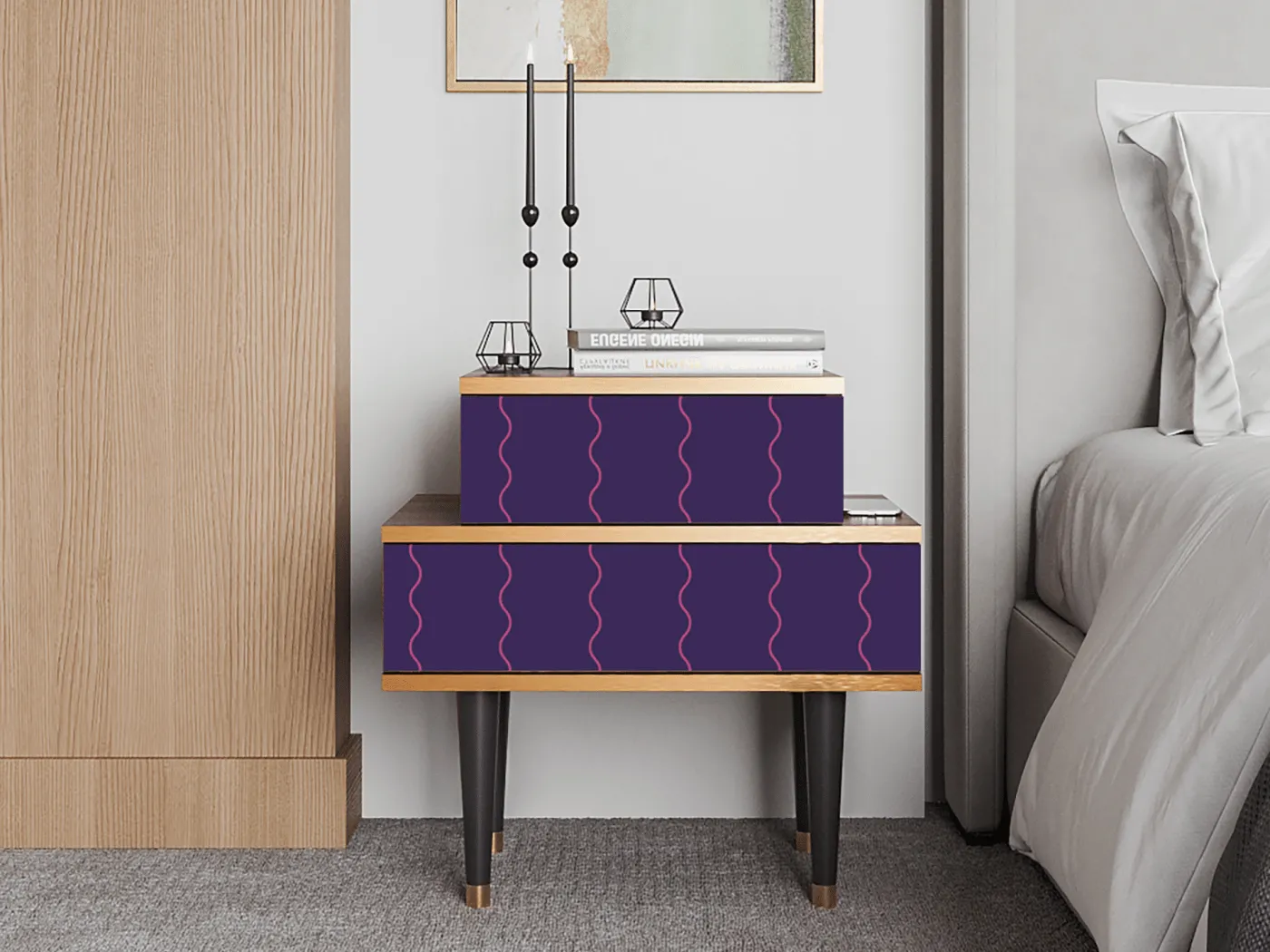 Nachttisch - 58х58х41 cm - NS1 - Grape Maccaroni, Walnuss