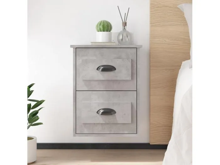 Wand-Nachttische 2 Stk. Betongrau 41,5x36x53 cm
