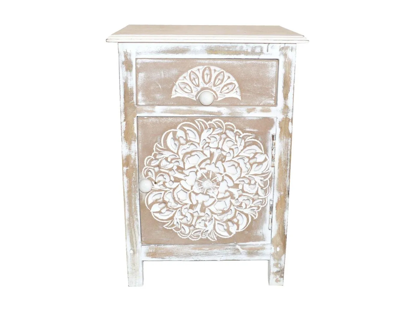 Table de chevet 1 tiroir et 1 porte battante Tasha Vintage