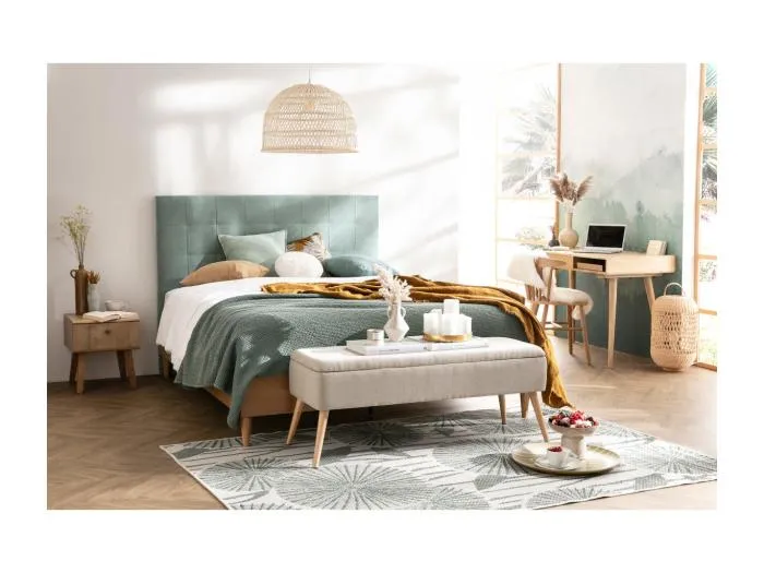 Bettkopfteil, gepolstert, aus lagunengrünerem Stoff, 160 cm HALCIONA