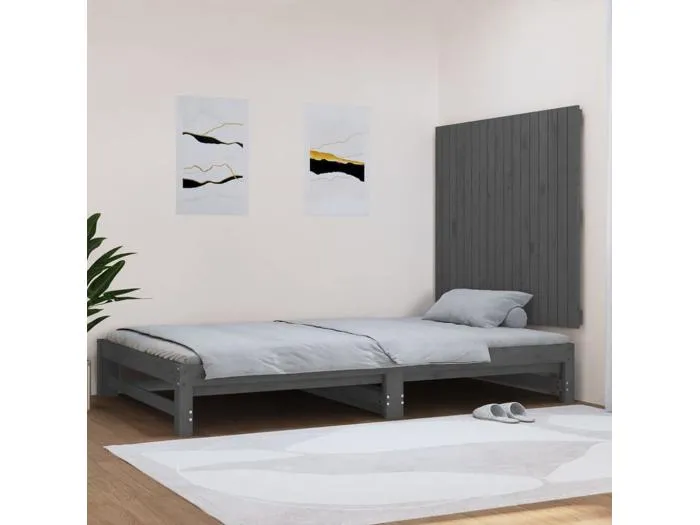 Wand-Kopfteil Grau 108x3x90 cm Massivholz Kiefer