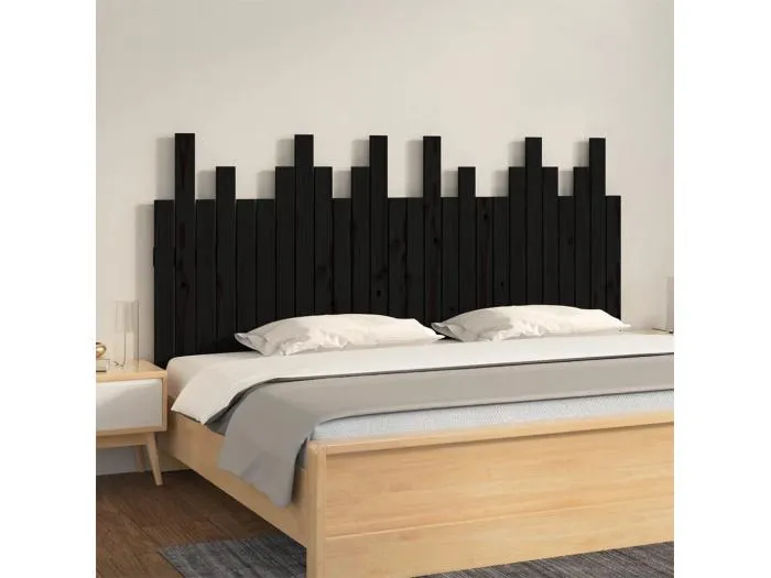 Wand-Kopfteil Schwarz 166x3x80 cm Massivholz Kiefer