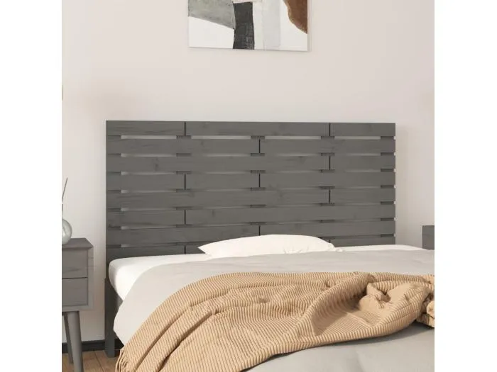 Wand-Kopfteil Grau 126x3x63 cm Massivholz Kiefer