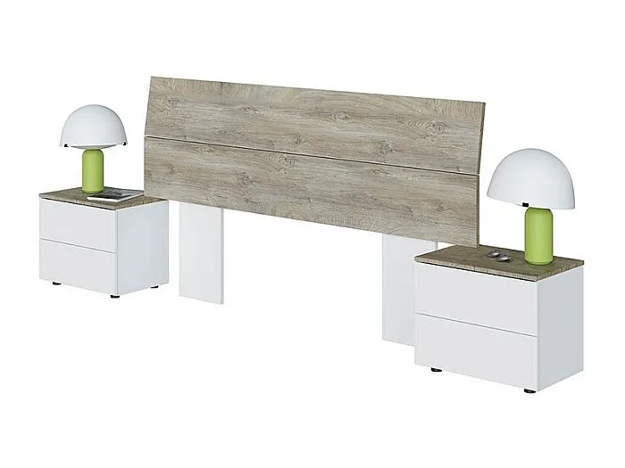 Bett-Kopfteil Und 2 Nachttische Set Merlin