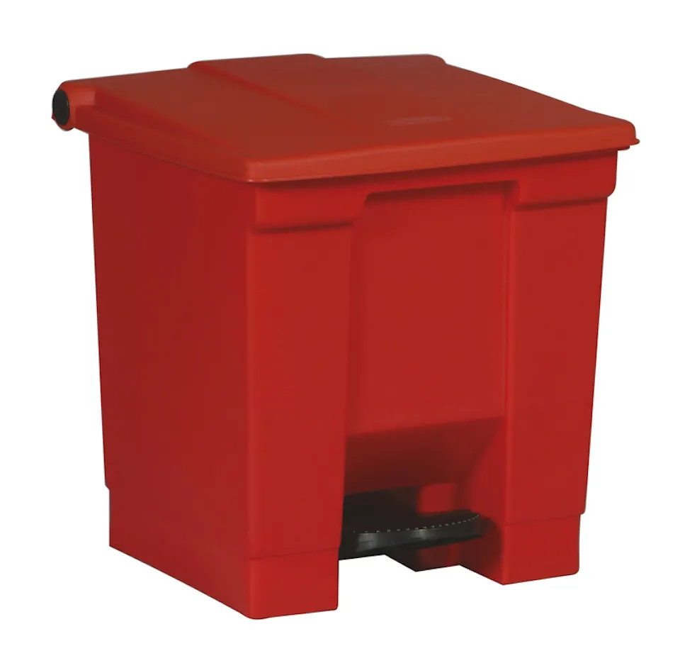 Rubbermaid Robuster Pedaleimer | 30 Liter, HxBxT 43,5x40x41,3cm | Aus HACCP konformen Polyethylen | Rot