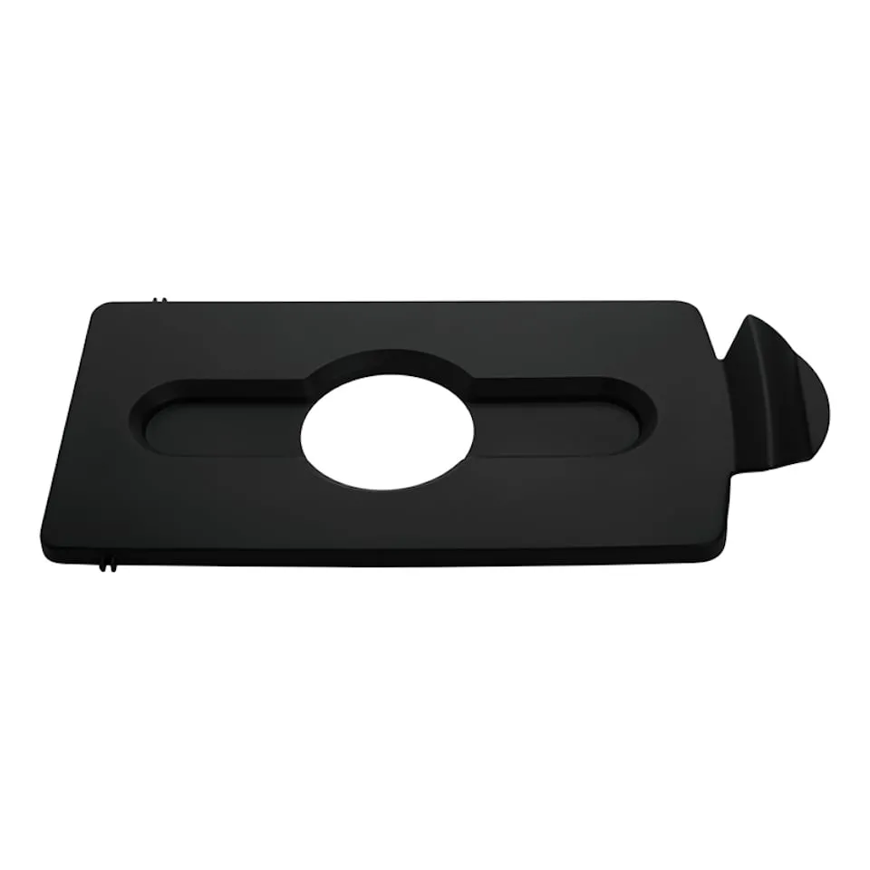 Flaschendeckeleinsatz mit Loch für Flaschen/Dosen für Rubbermaid Slim Jim Recycling-Station | HxBxT 1,3x20,3x42cm | Polypropylen | Schwarz
