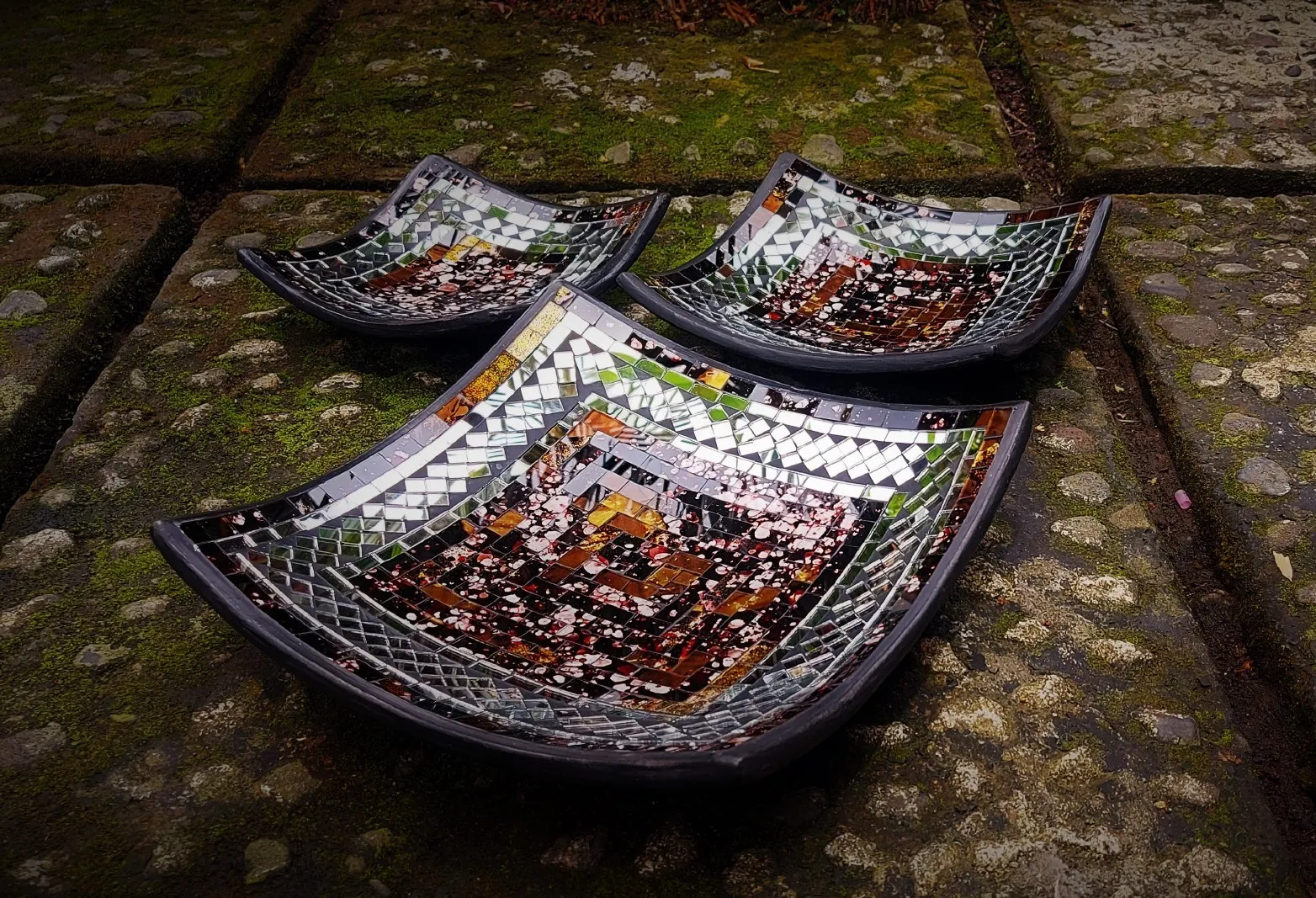 3er-Set Mosaikteller 'Brownie'