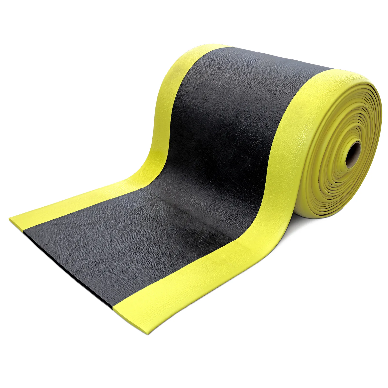 Anti-Ermüdungsmatte aus Vinyl | HxBxT 1x60x1800cm | gelb/schwarz | Arbeitsplatzmatte