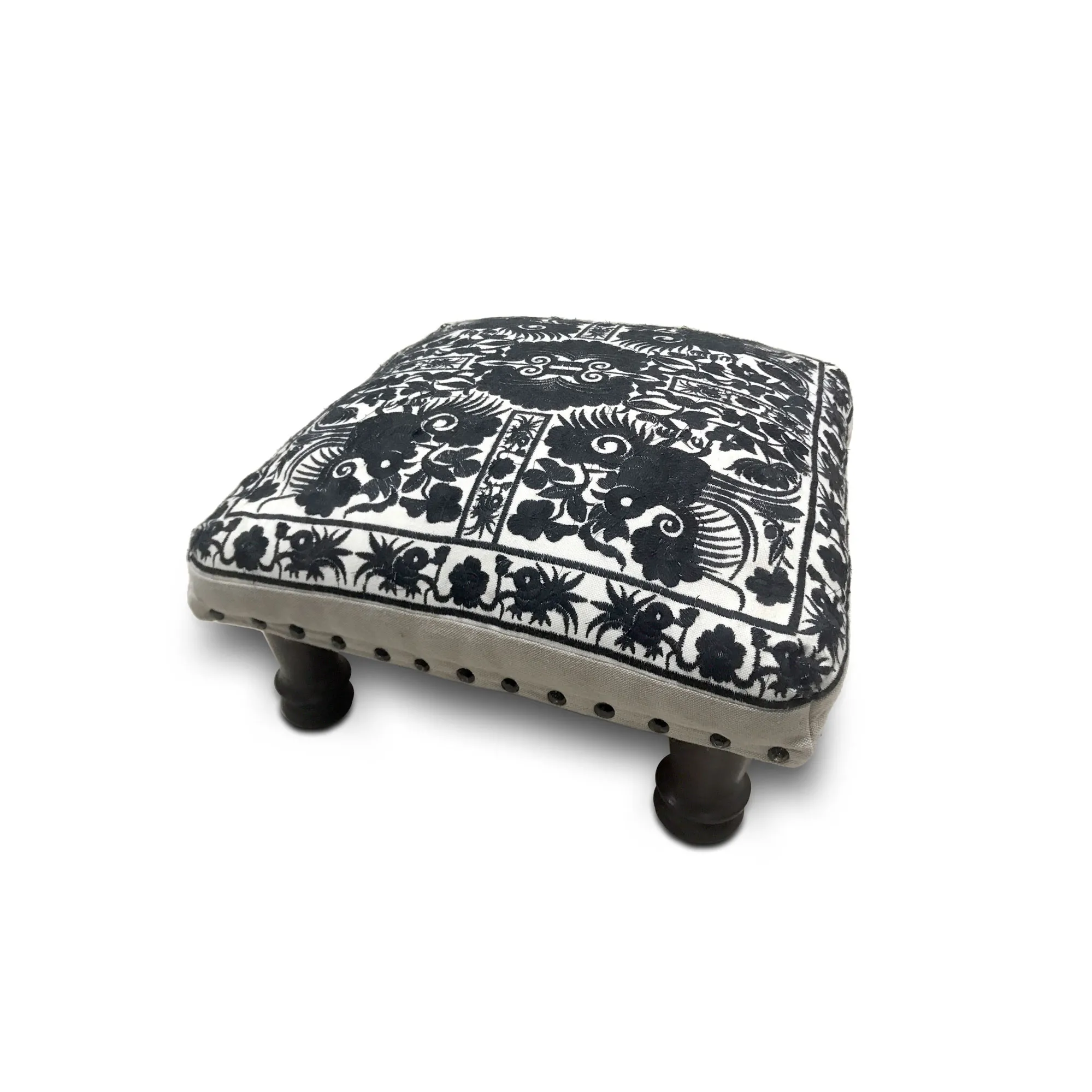 Fußbank 'Blackbird', schwarz-weiß, T 40 cm, B 40 cm, H 24 cm