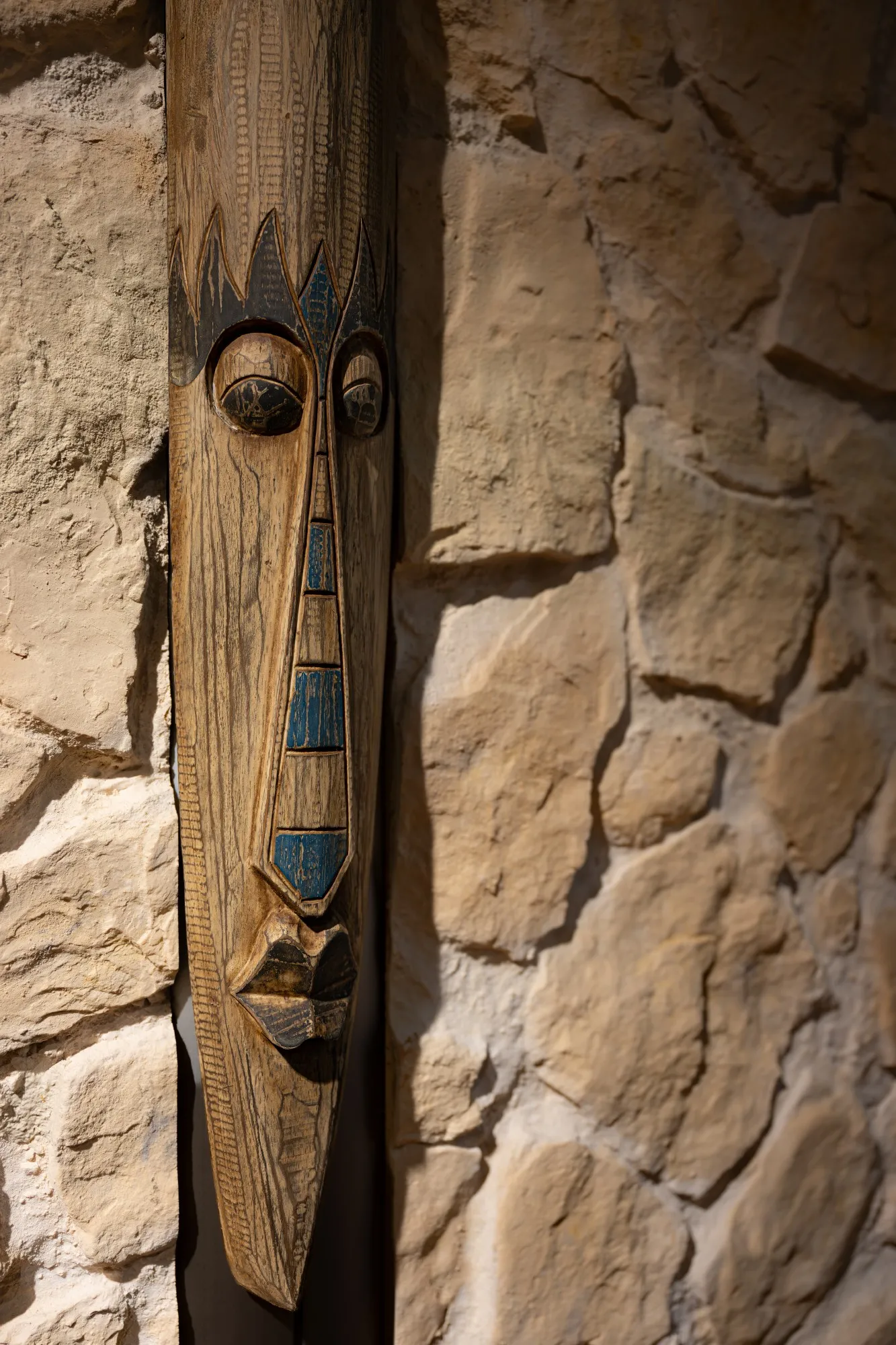 Maske 'Africa' Vogelkopf, natur, H 102 cm, B 13 cm, T 7 cm