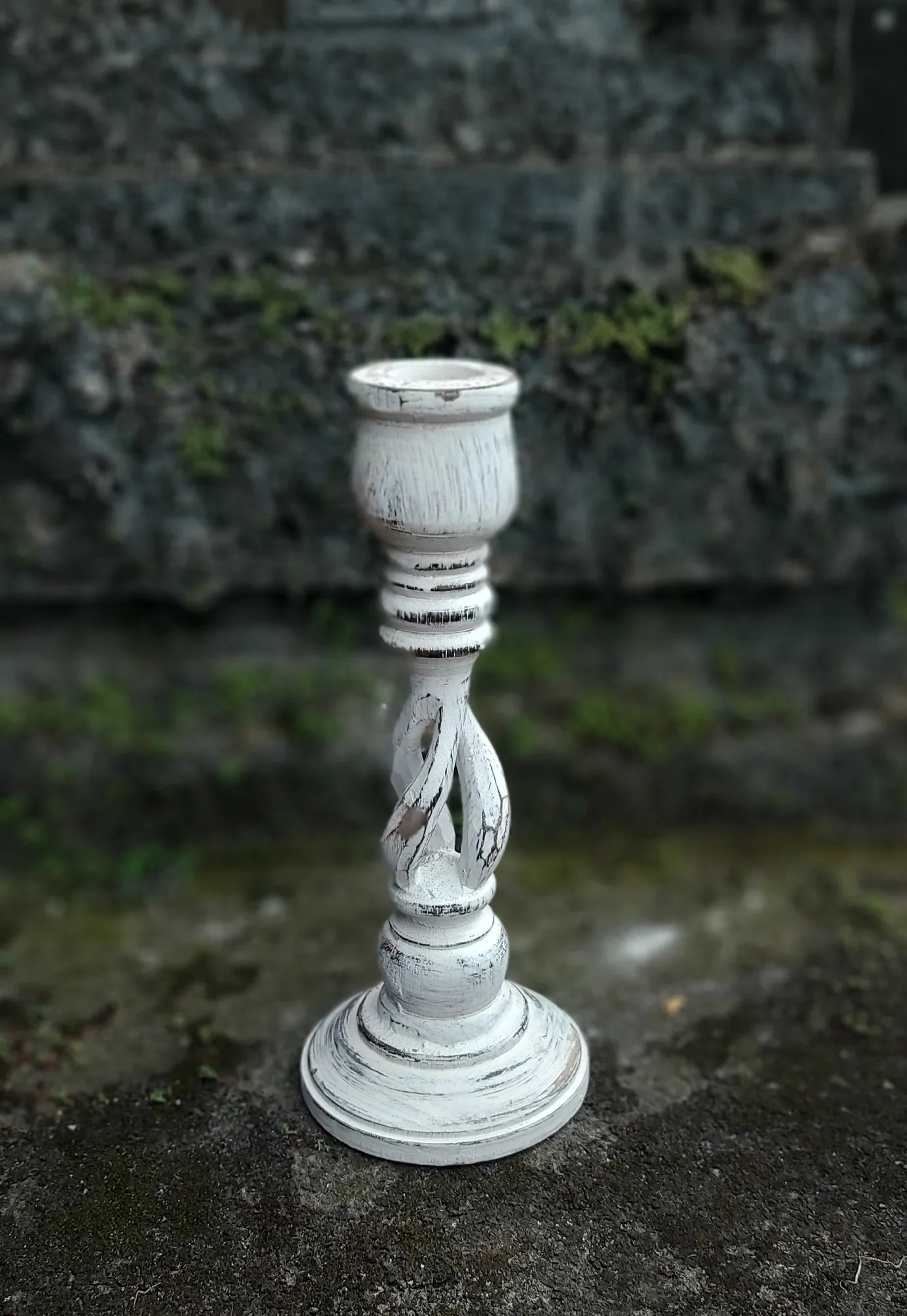 Kerzenständer, whitewash, Ø 10 cm, H 26 cm