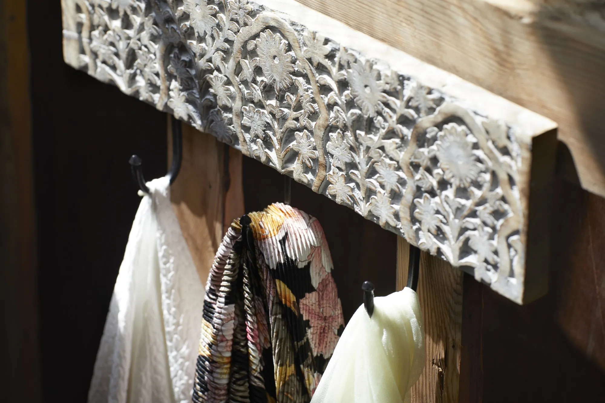 3-er Wandhakenleiste 'Amit', natur, H 11 cm, 45 cm, 2 cm