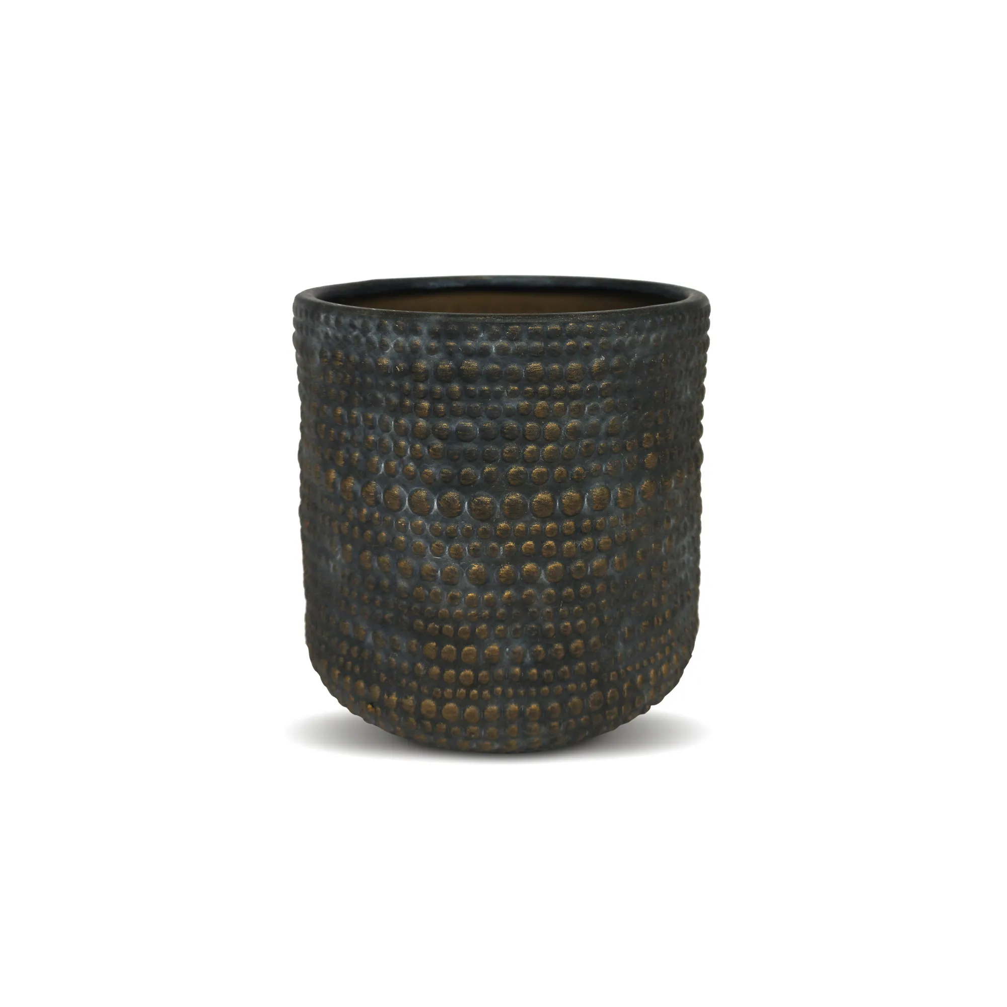 Keramik-Pflanztopf 'Selda', schwarz-gold, Ø 14 cm, H 14 cm